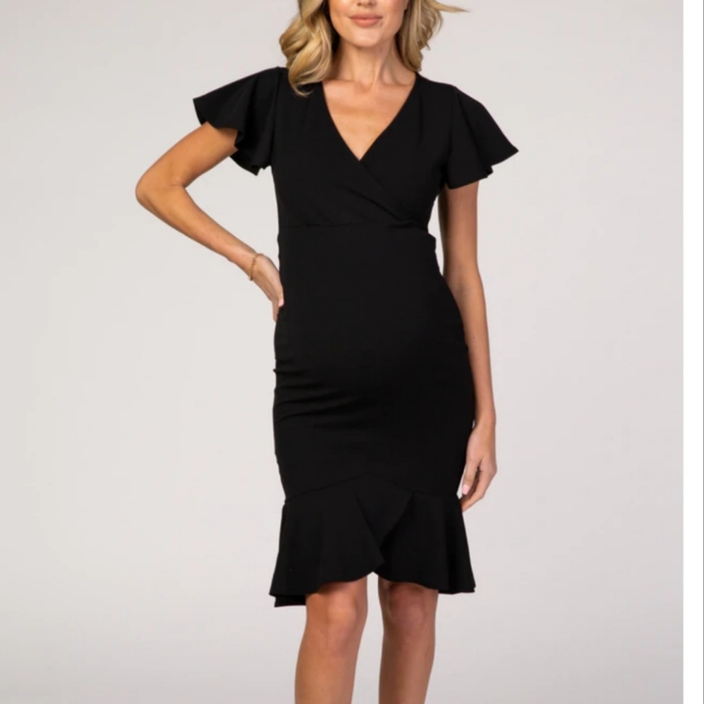 Pink Blush Maternity Dress - Black